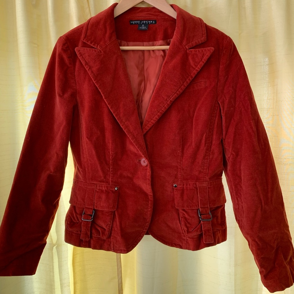 Larry Levine Stretch burnt orange corduroy blazer